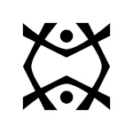 A black and white Japanese Zen-style icon consisting four chevron-style arrows, like the angle extensions of a k, and two dots.